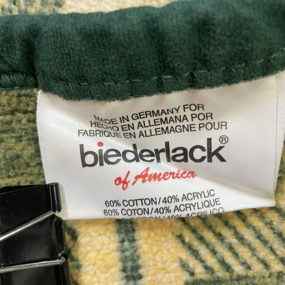 Vintage Biederlack Of America Plaid Botanical Blanket Green Yellow White 60